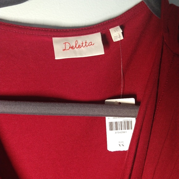 Anthropologie Red Low Cowl Neck Top - Picture 2 of 3